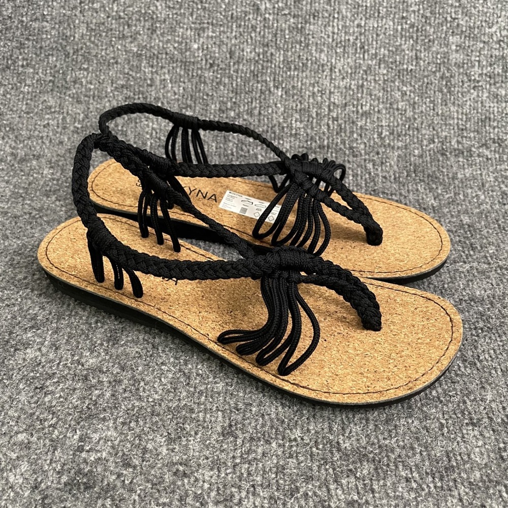 BOKYNA Seastar Vegan Sandals Womens EU 39 US 8 Braided Rope Black